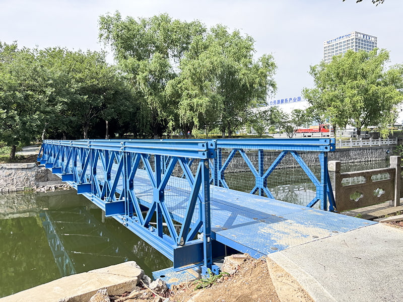 24-মিটার লম্বা, নীল রং করা অ্যান্টি-কোরোশন, একক-সারি একক-স্তর শক্তিশালী পথচারী বেইলি সেতু